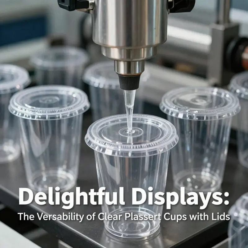 A variety of desserts showcased in clear plastic cups, highlighting their application in culinary settings.