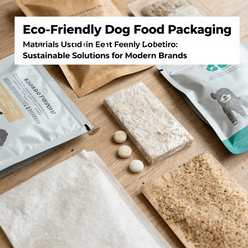Diverse eco-friendly dog food packaging solutions that combine functionality with sustainability.