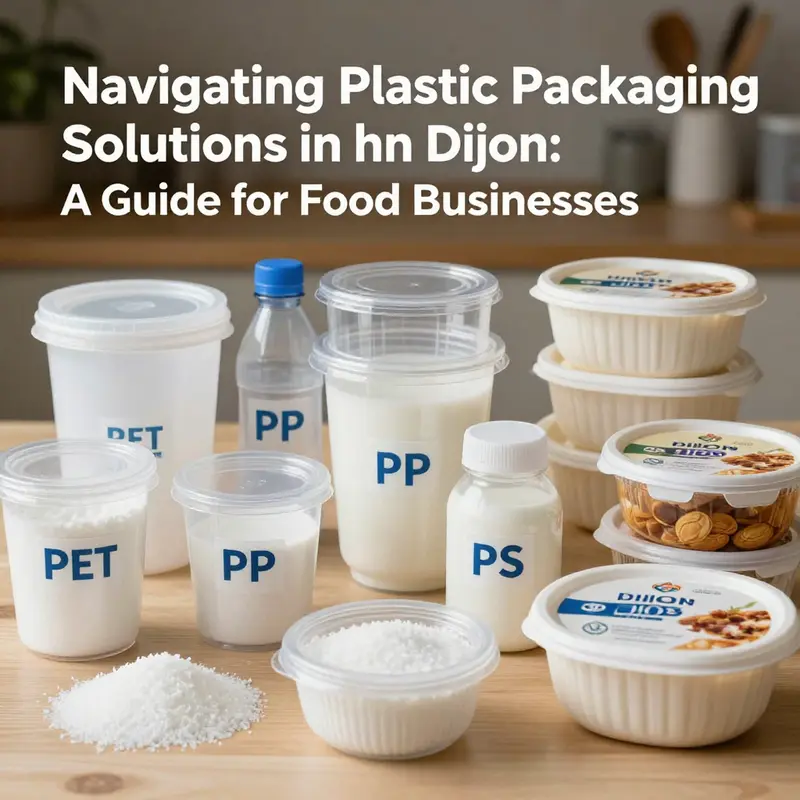 Visual representation of plastic food containers highlighting compliance labels pertinent to Dijon’s regulations.