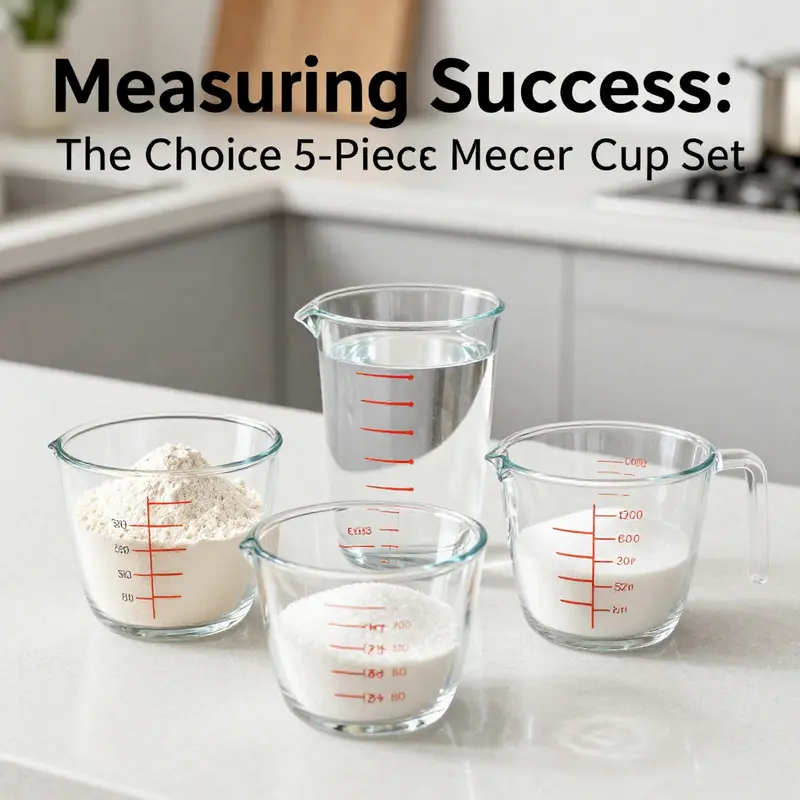 The Choice 5-Piece Clear Plastic Measuring Cup Set in action, demonstrating its user-friendly design and measurement accuracy.