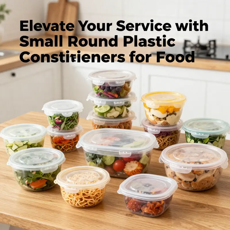 Diverse small round plastic food containers ready for various culinary applications.