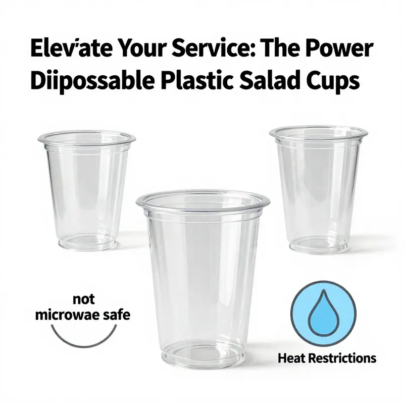 Showcasing the variety of sizes and designs of disposable plastic salad cups.