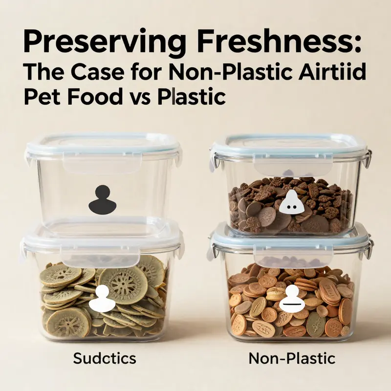 An organized display of assorted non-plastic airtight pet food containers, emphasizing their aesthetic and practical benefits.