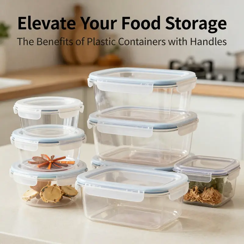 Key features of plastic food storage containers with handles designed for efficiency and durability.