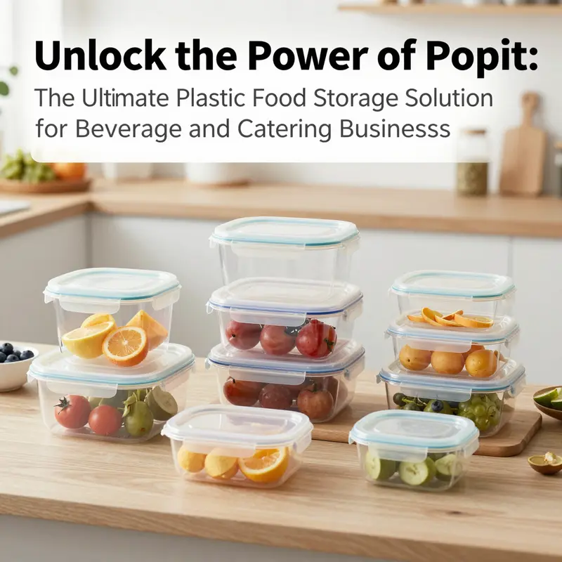 An elegant display of Popit plastic food storage containers alongside a culinary setup, representing their usefulness and quality.