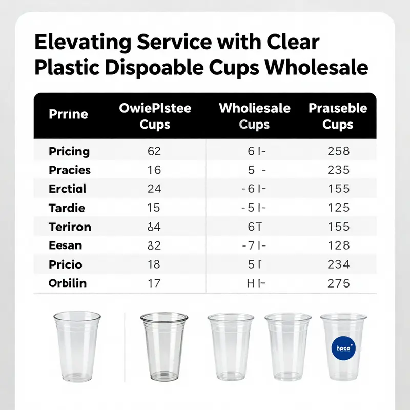 A variety of clear plastic disposable cups readily available at a wholesale market.
