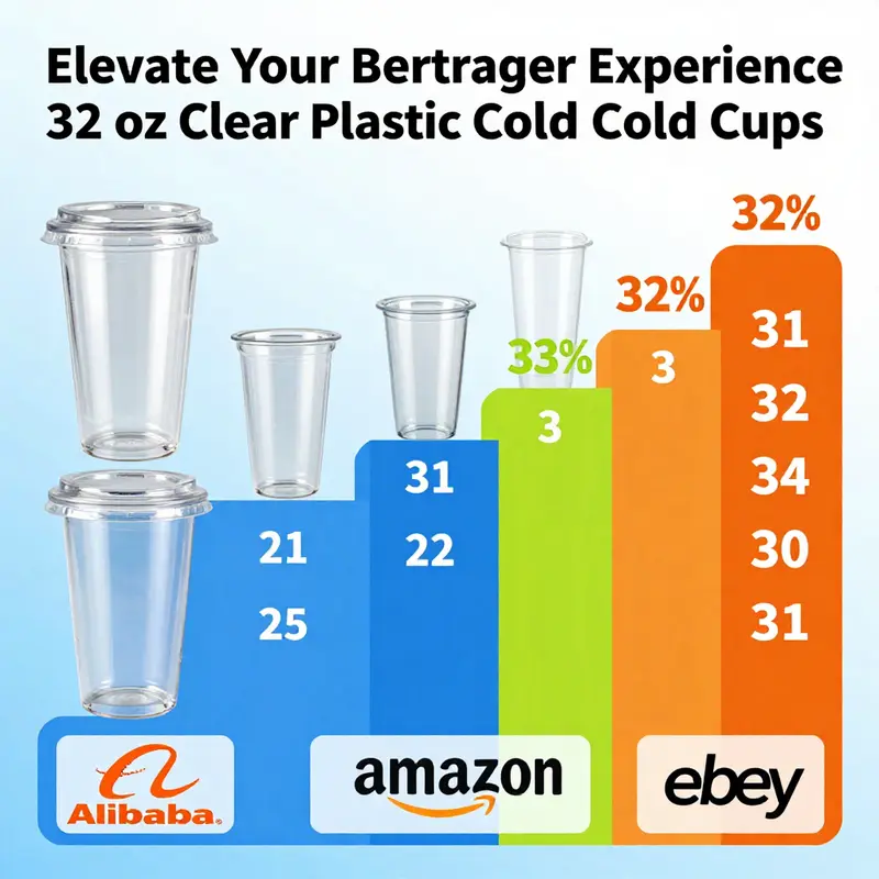 Eco-friendly 32 oz clear plastic cups made from recyclable PET.