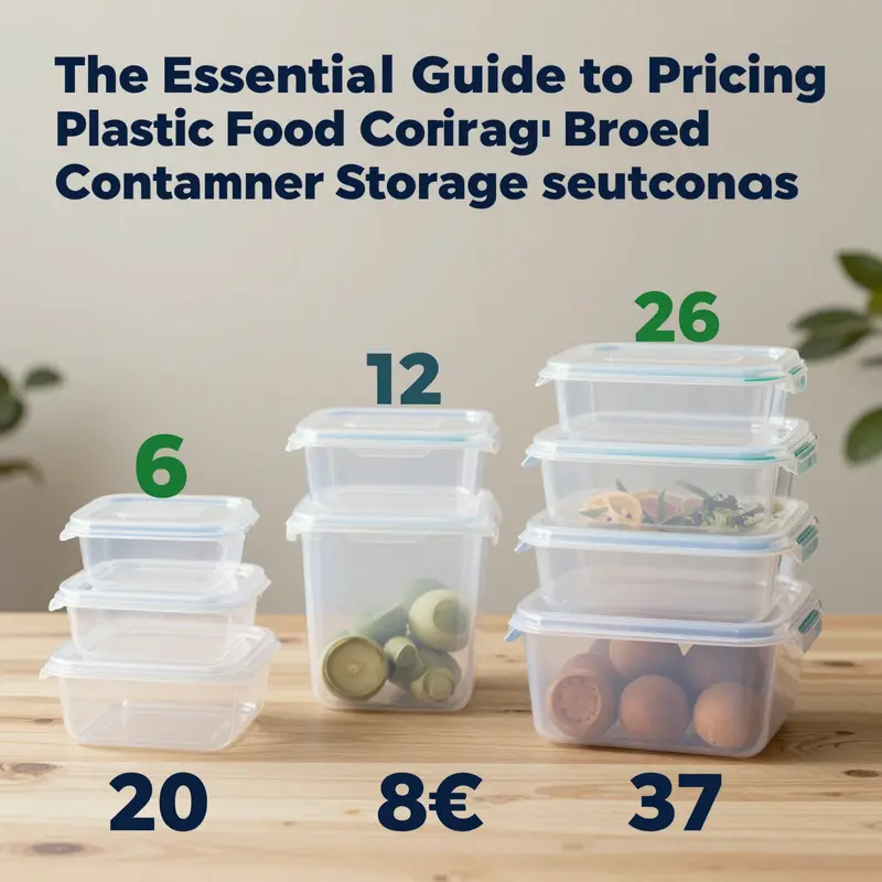 An infographic illustrating the pricing structure of plastic food container storage boxes.