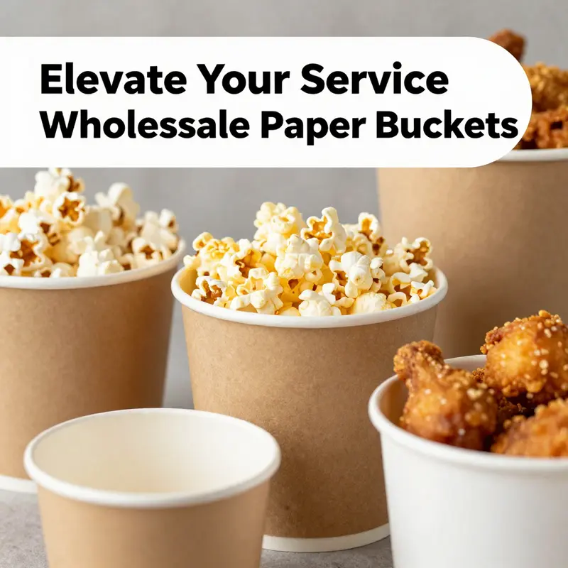 A colorful display of wholesale paper buckets, illustrating diversity for different food service needs.