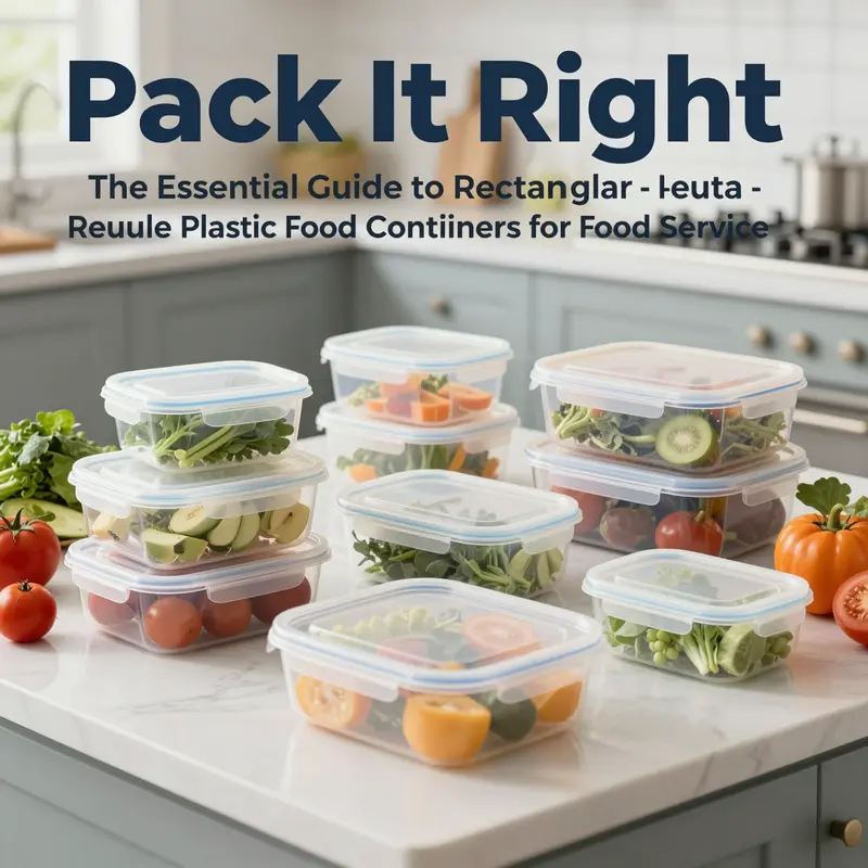 A collection of colorful rectangular reusable plastic food containers filled with fresh ingredients, emphasizing their role in modern food service.