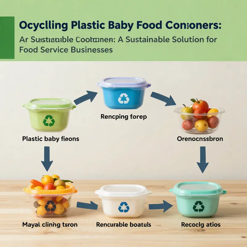 Infographic depicting the recycling journey of plastic baby food containers.