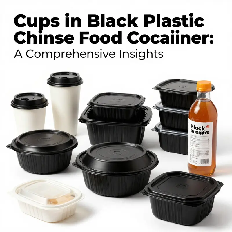 Detailed specifications of black plastic Chinese food containers highlighting their size and characteristics.