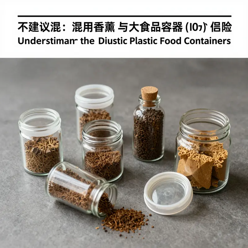 A comparison of specialized plastic incense containers and food-grade plastic containers, showcasing their distinct features.