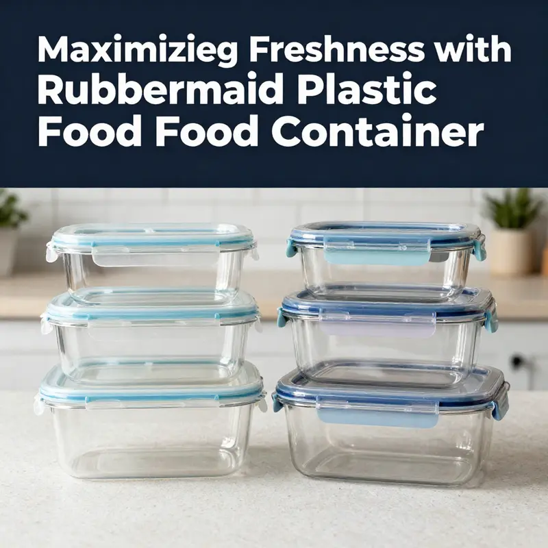 Overview of Rubbermaid plastic food storage containers in various sizes, perfect for diverse food storage needs.