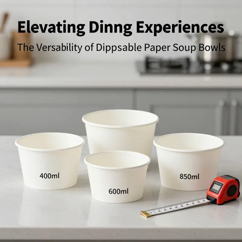 Various designs of disposable paper soup bowls highlighting their functional coatings and aesthetic appeal.