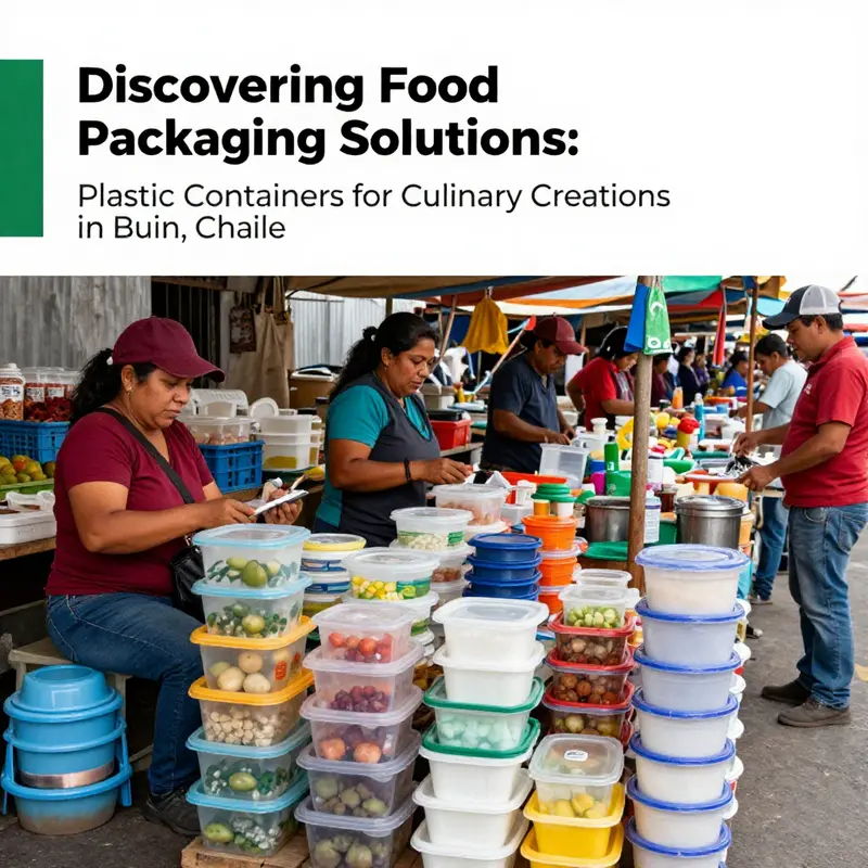 A vibrant market scene featuring diverse plastic containers ideal for food storage, attracting potential buyers from local culinary establishments.