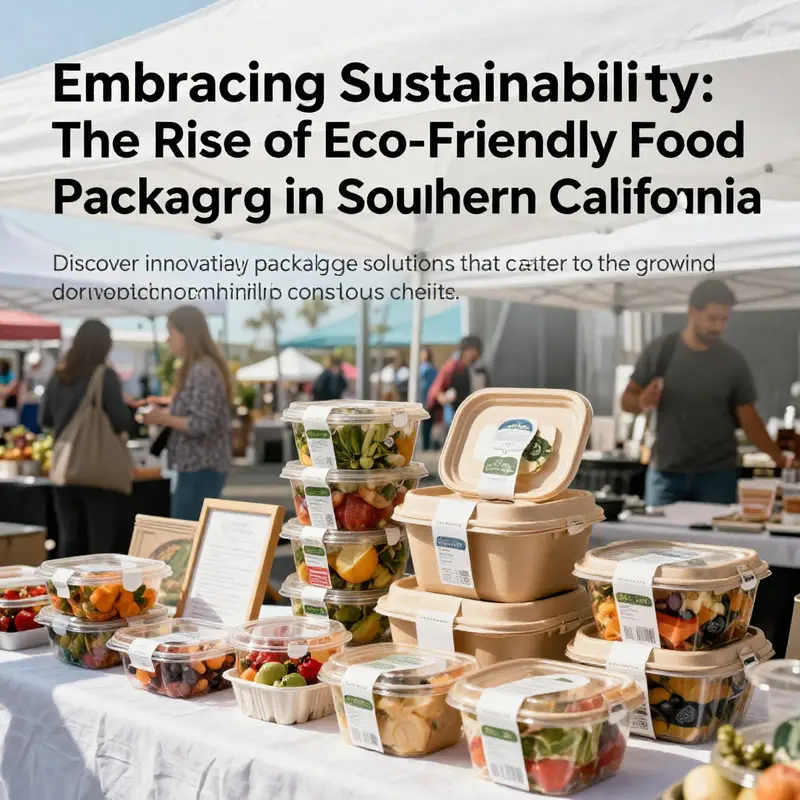 Southern California food market displaying a variety of eco-friendly food packaging containers.