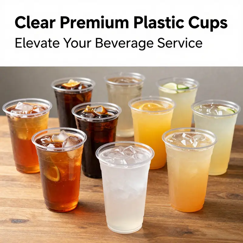 Versatile standard clear premium plastic cups suitable for various cold beverages.