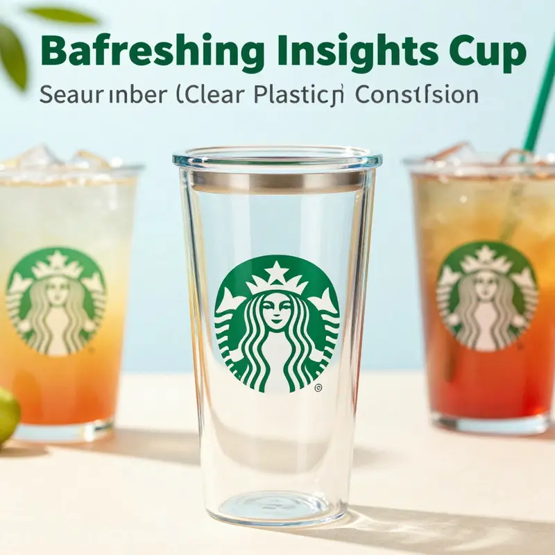 Detailed view of the Starbucks Clear Plastic Insulated Cup revealing its double-wall design and vibrant beverage.