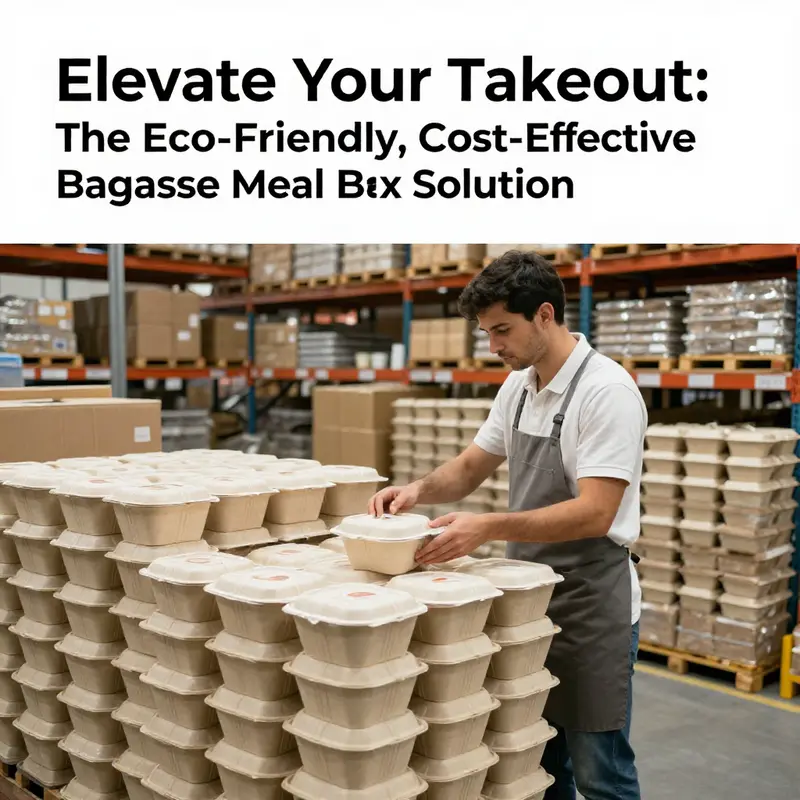 Variety of biodegradable bagasse meal boxes highlighting their eco-friendly attributes.