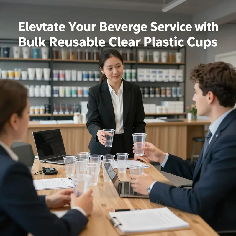 An array of reusable clear plastic cups demonstrating high-quality materials and elegant design.