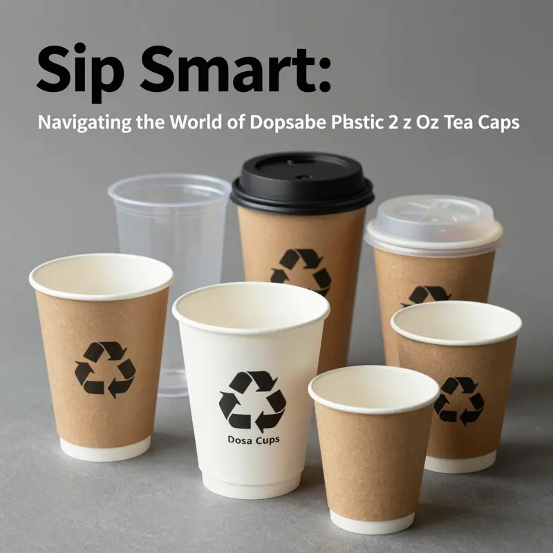 An assortment of disposable plastic 2 oz tea cups featuring diverse designs and vibrant beverages, representing their popularity and versatility.