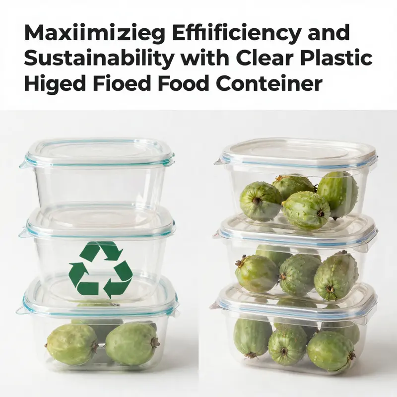 Various clear plastic hinged food containers in a market setting, reflecting their appeal and diversity.