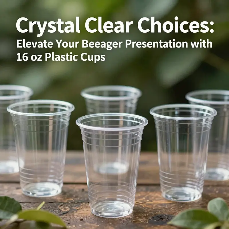 Clear 16 oz plastic cups showcasing various beverages, emphasizing their durability and clarity.