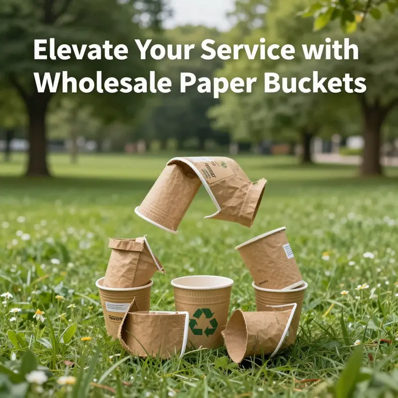 A colorful display of wholesale paper buckets, illustrating diversity for different food service needs.
