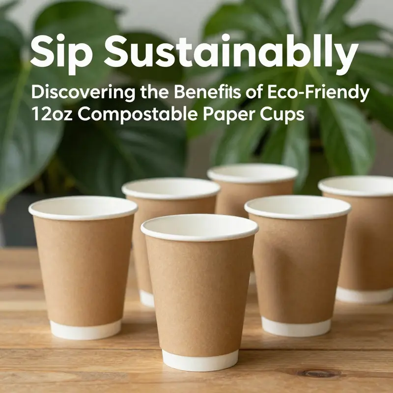 Eco-friendly 12oz compostable paper cups showcasing sustainable design.