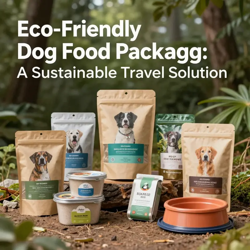 Innovative eco-friendly dog food packaging solutions designed for sustainability and travel convenience.