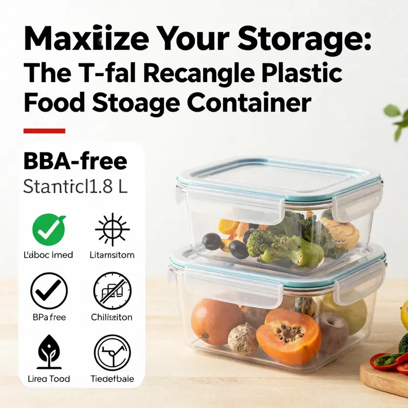 Detailed view of the T-fal 1.8 L storage container highlighting its features.