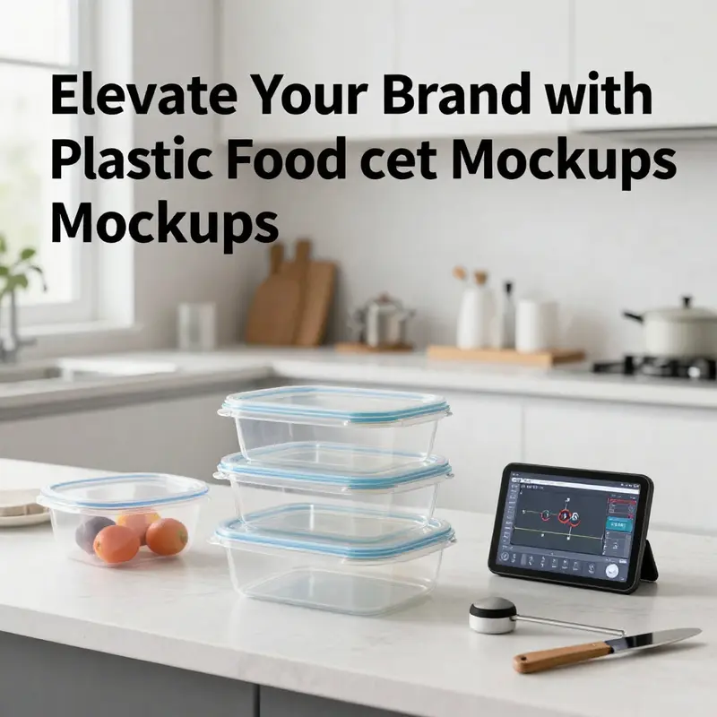 An illustration depicting a designer working on innovative plastic food container mockups, showcasing creativity in packaging design.