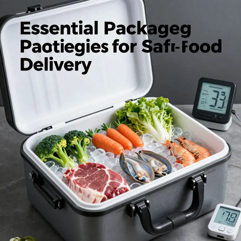 An example of insulated packaging using ice packs to maintain low temperatures for perishable foods.