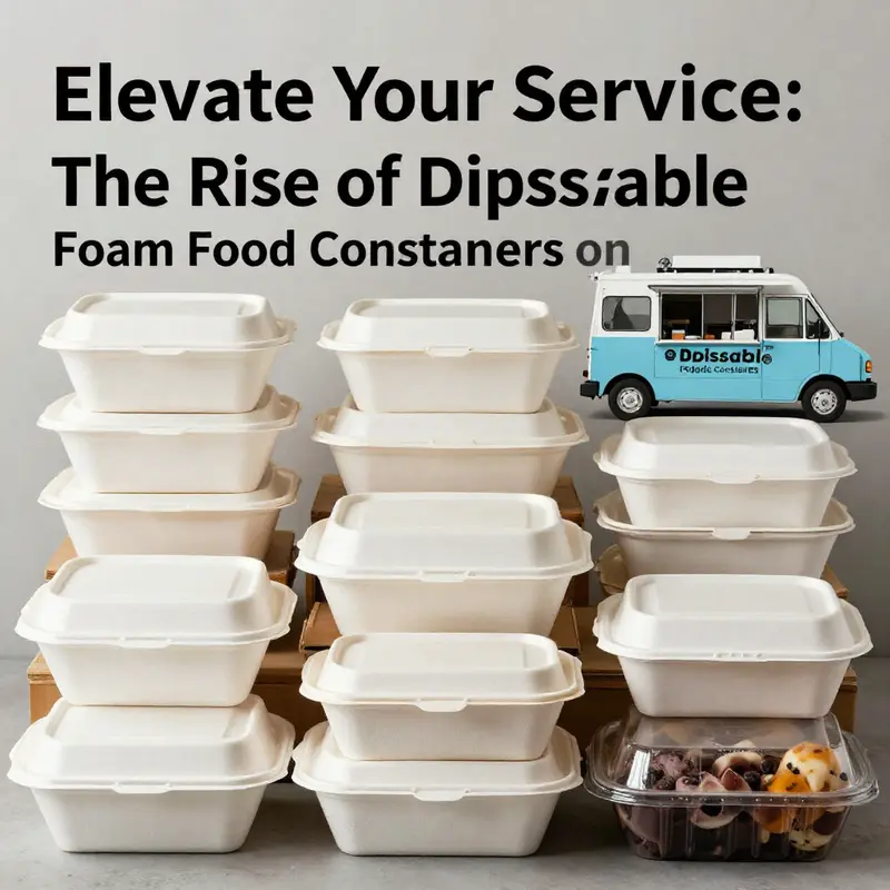 A diverse selection of disposable foam food containers showcasing their popularity on eBay for food service professionals.