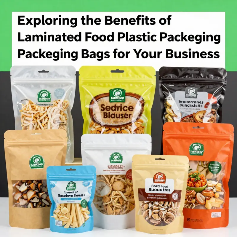Diverse types of laminated food plastic packaging bags used in food service applications.