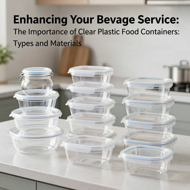 A variety of clear plastic food containers suitable for different storage needs in food service.