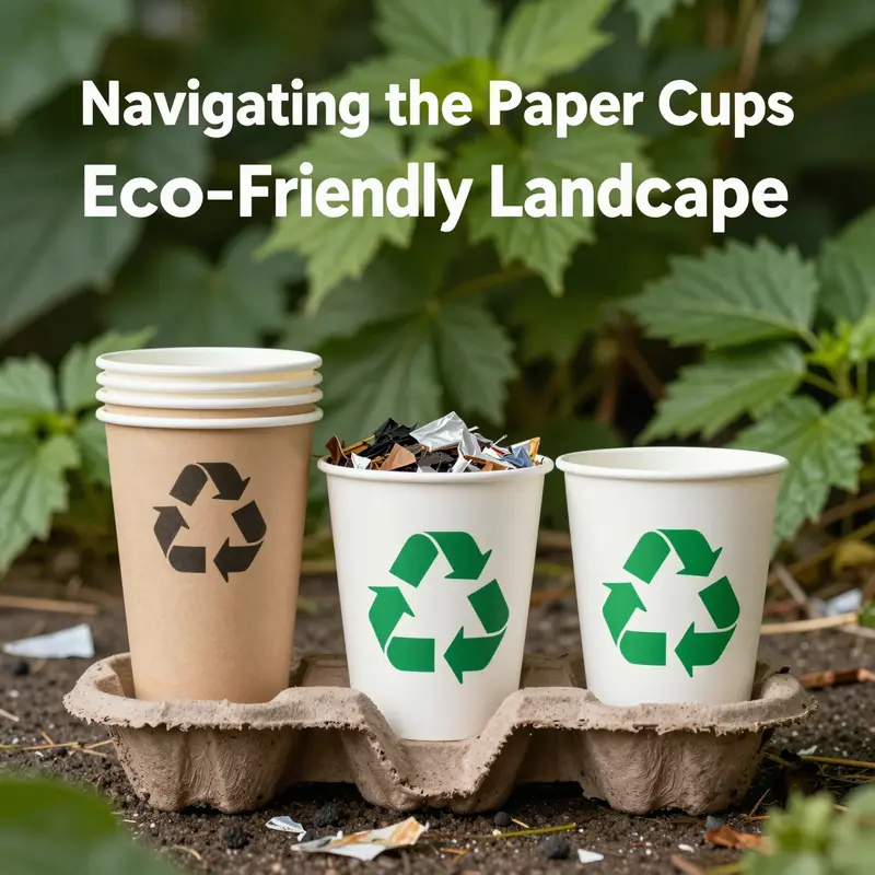 The contrasting imagery showcases the paradox of paper cups being perceived as eco-friendly despite their environmental drawbacks.