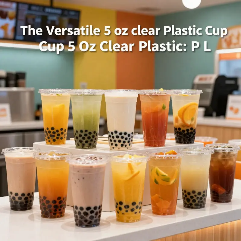 An enticing display of 5 oz clear plastic cups showcasing their versatility in various beverage applications.
