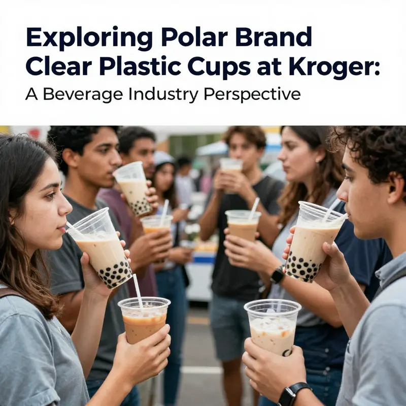 A variety of 10oz clear plastic cups available at Kroger for beverage services.