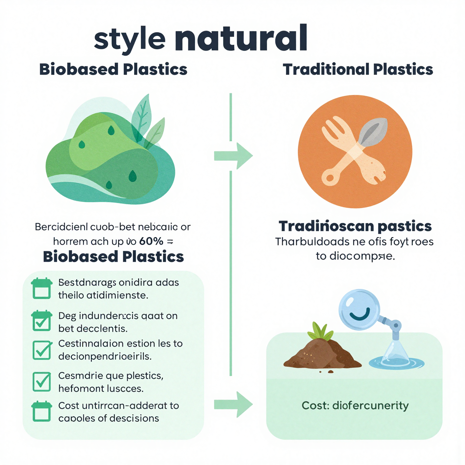 Infographic comparing biobased plastics and traditional plastics