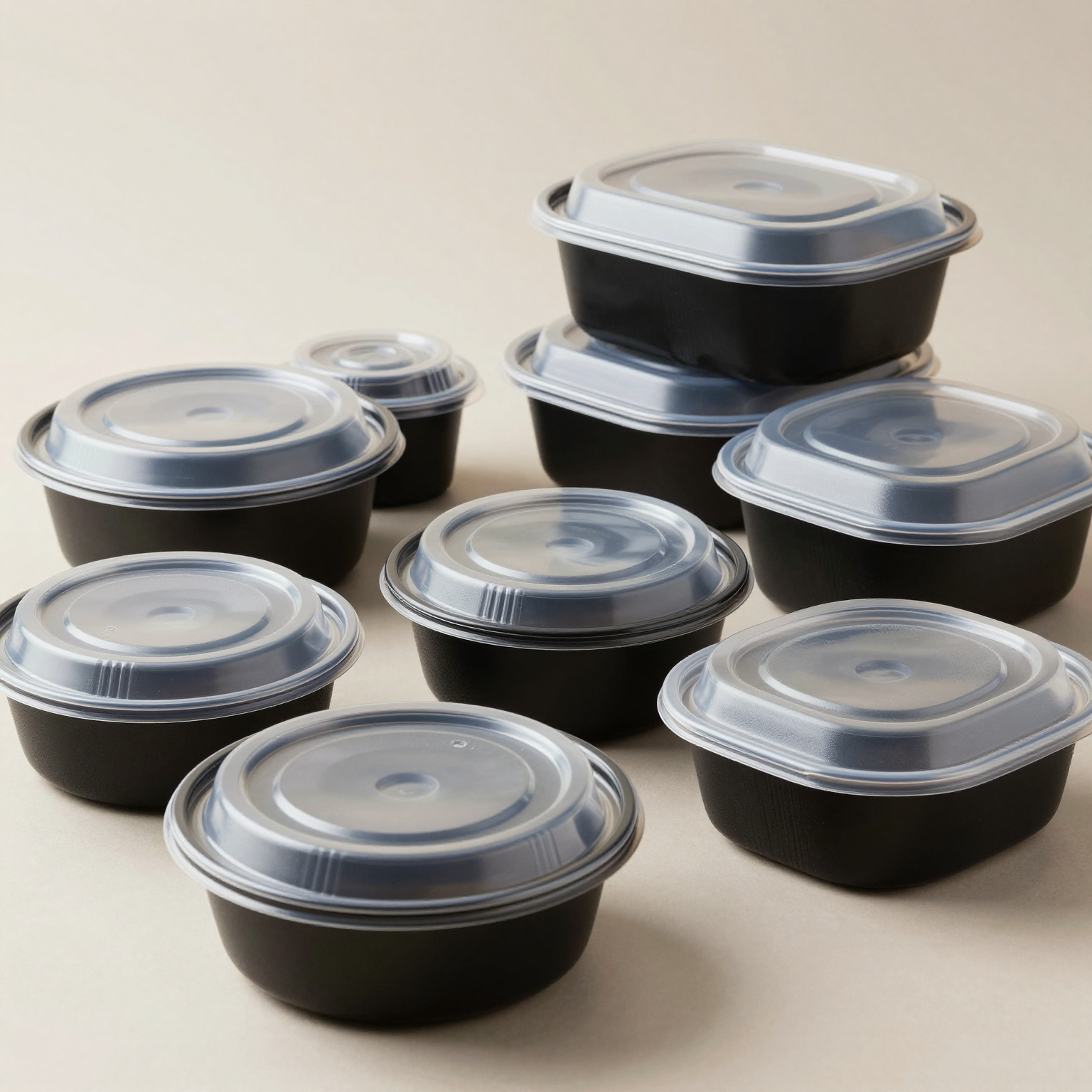 Black Poly Disposable Food Containers
