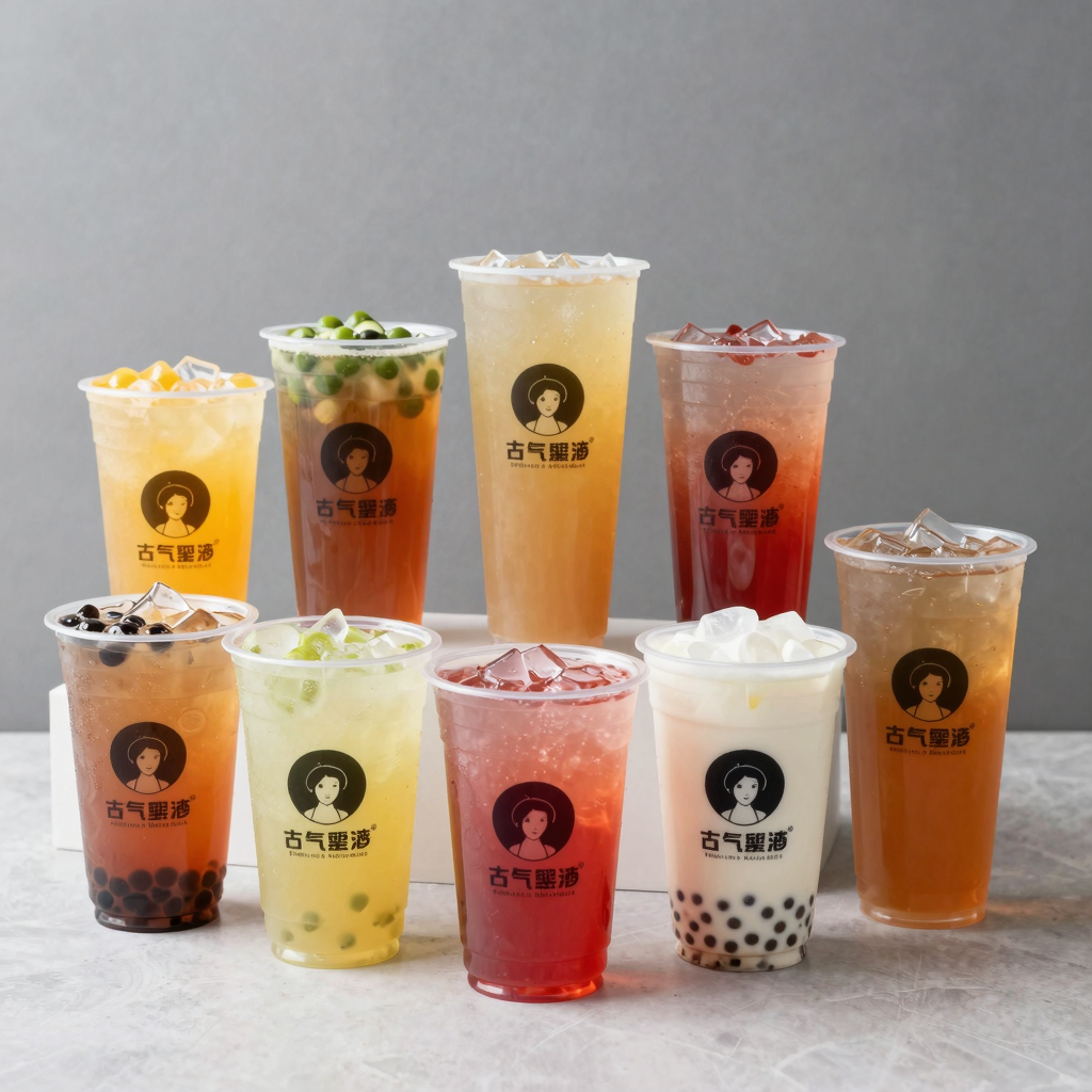 Colorful cold drink plastic cups array