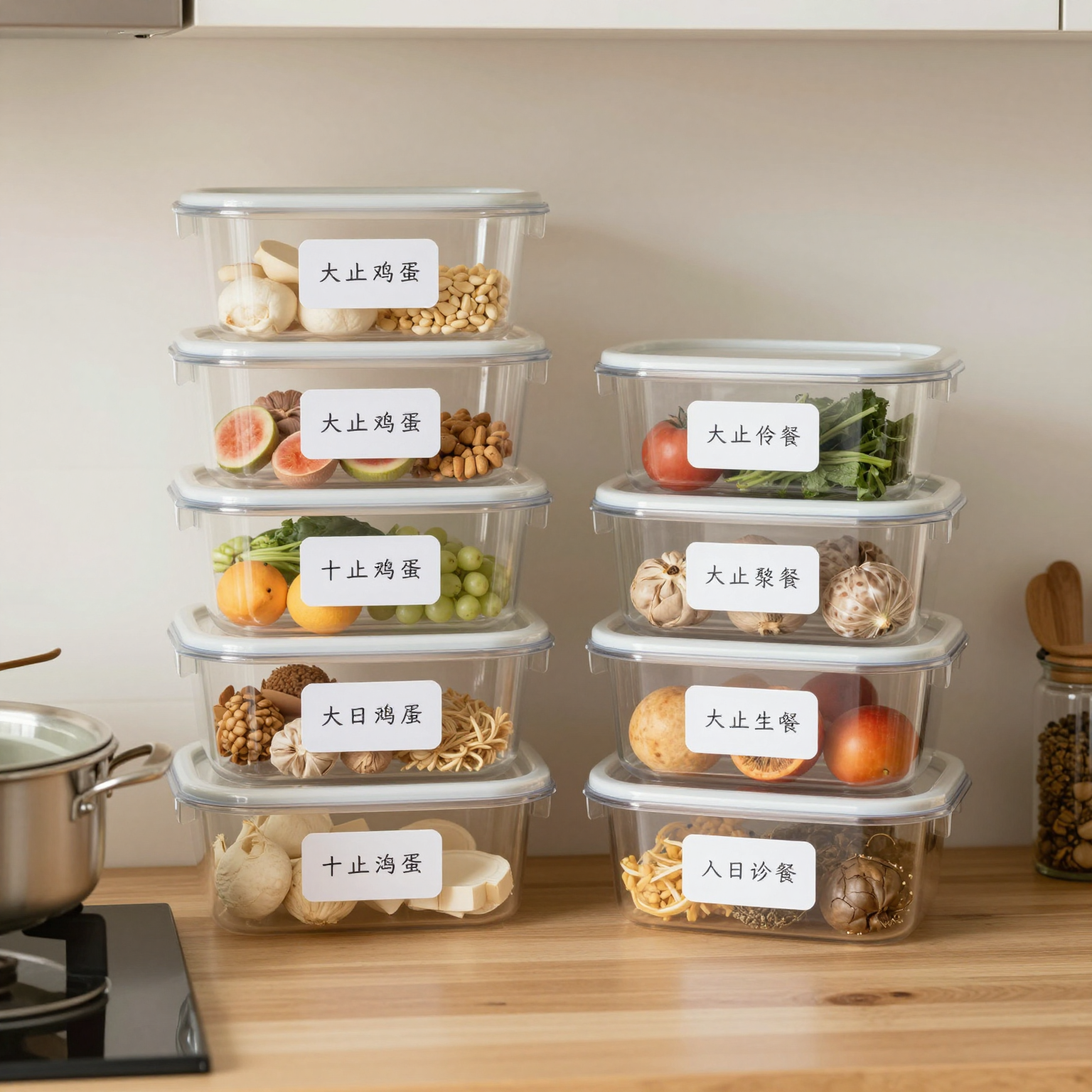 Organized Kitchen with Stackable Containers