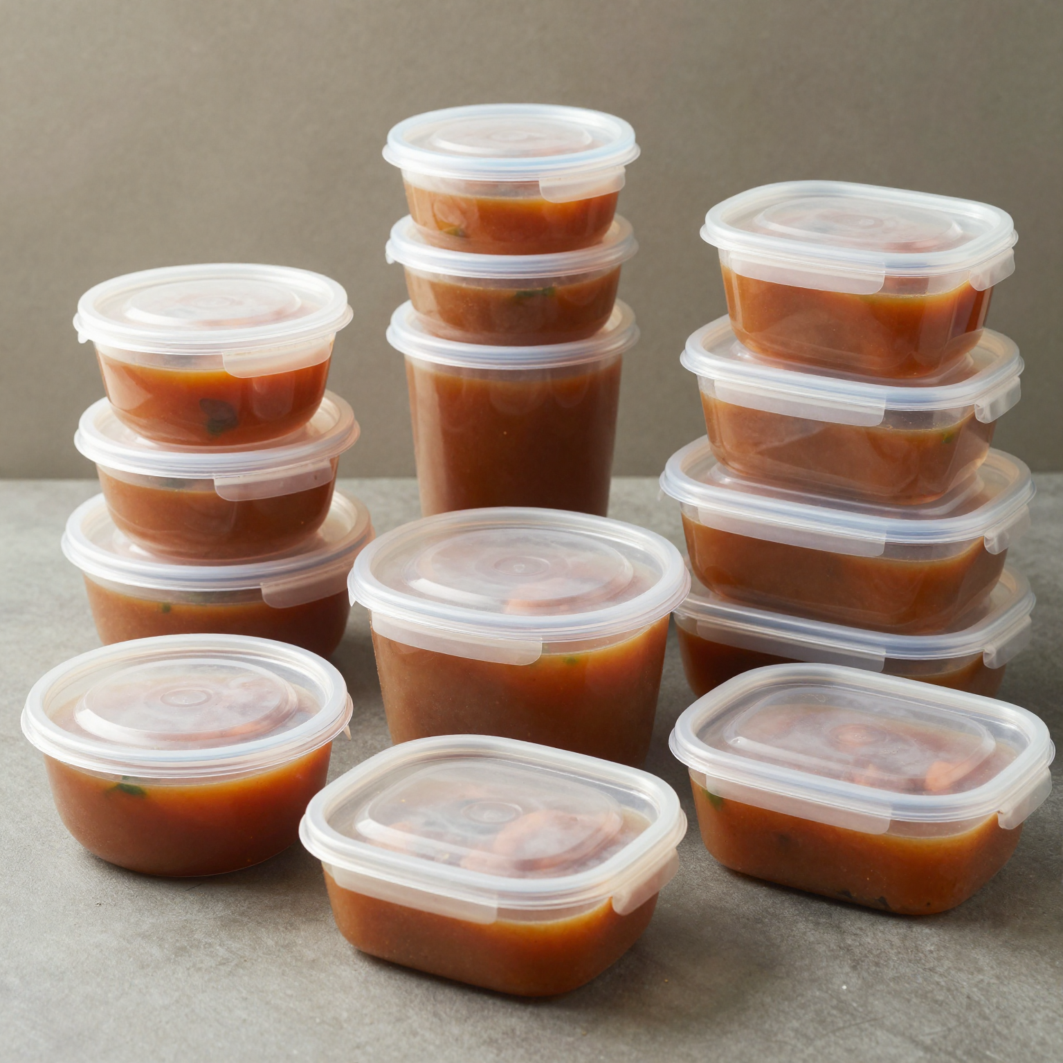 A variety of plastic containers for hot food