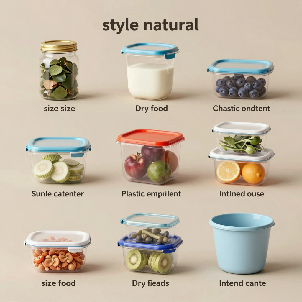 Infographic comparing different types of plastic containers for dry food
