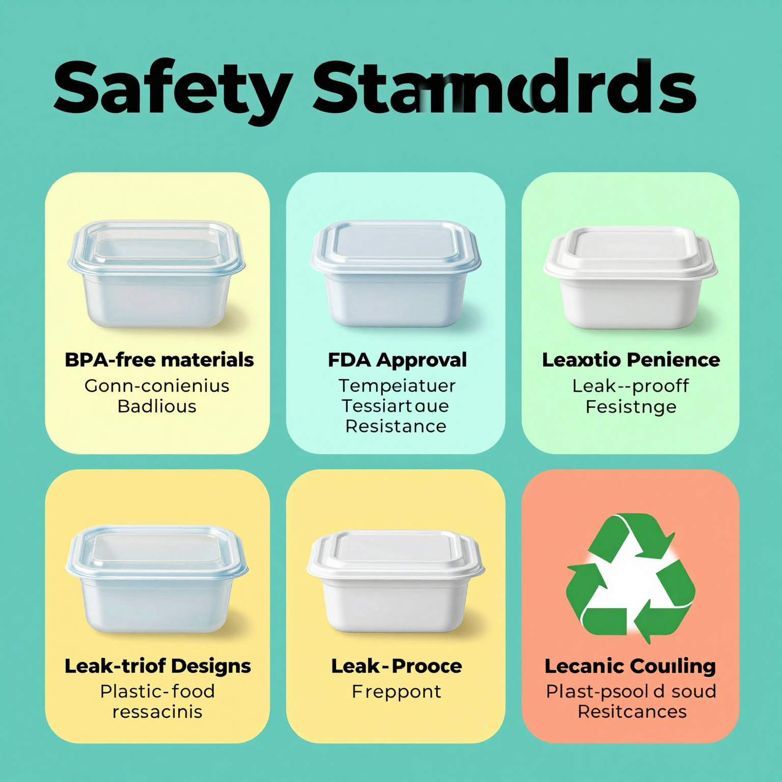 Infographic summarizing safety standards for plastic food containers