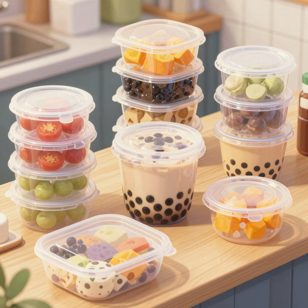 Various Plastic Food Containers in Use