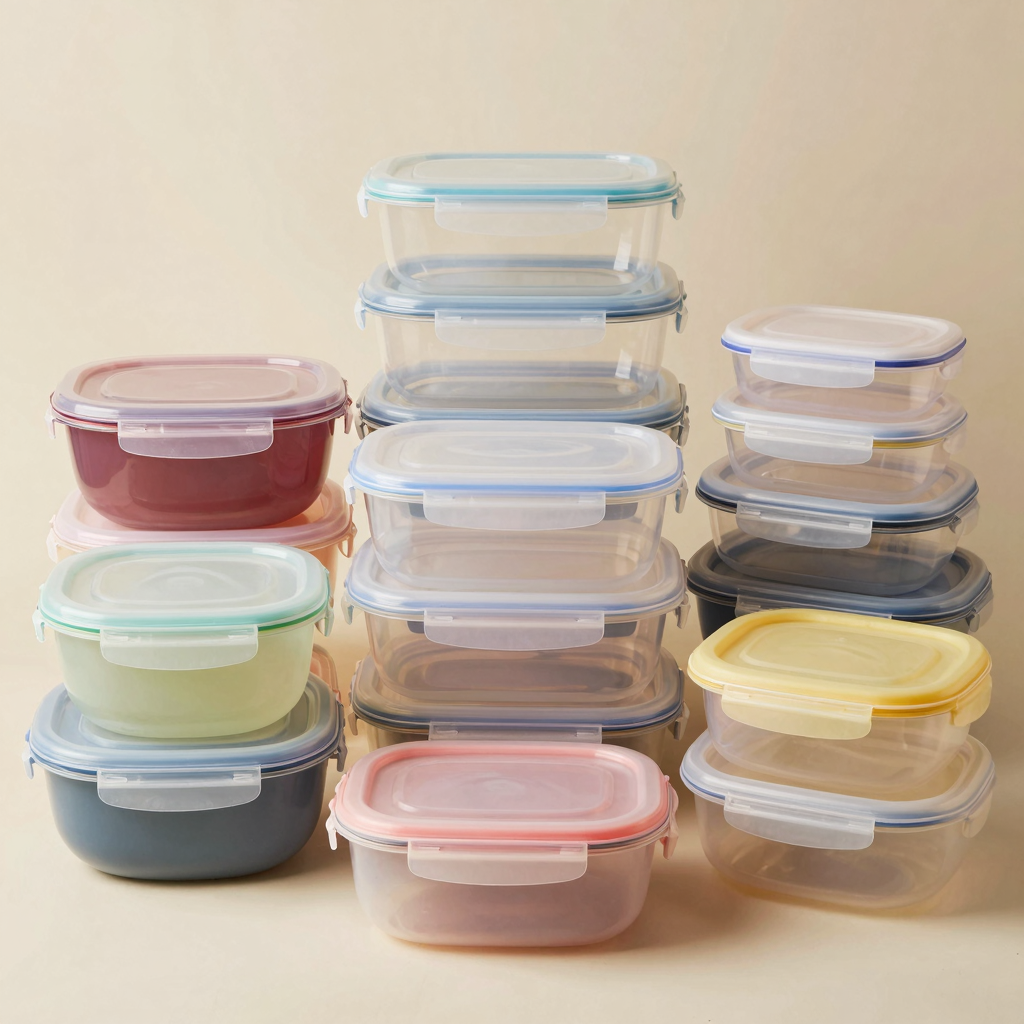 Variety of plastic food containers showcasing their appeal and practicality