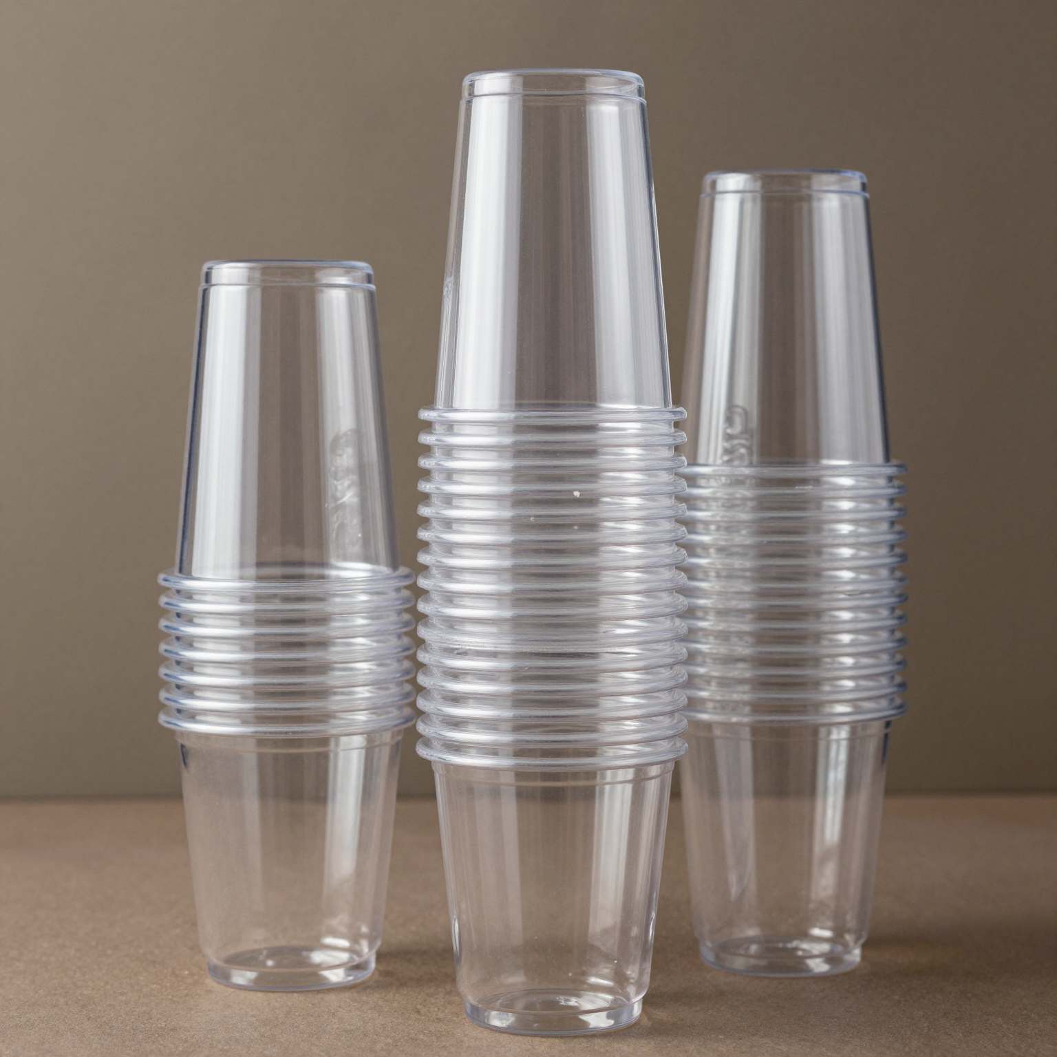 A stack of 12 oz clear plastic cups